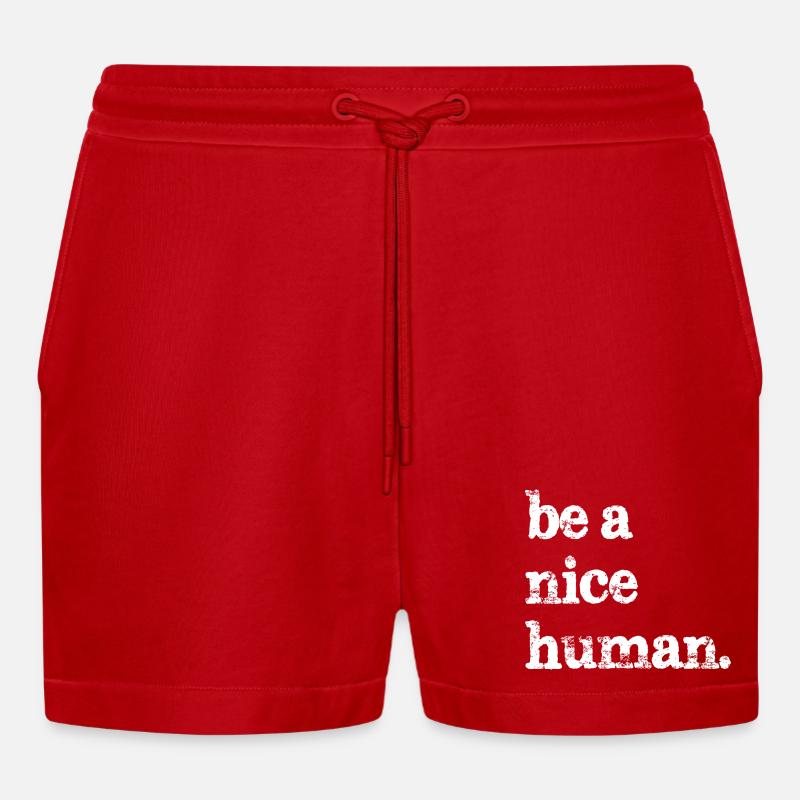 Sei ein netter Mensch lustig - Organic Relaxed Cropped Shorts Made in EU - Rot