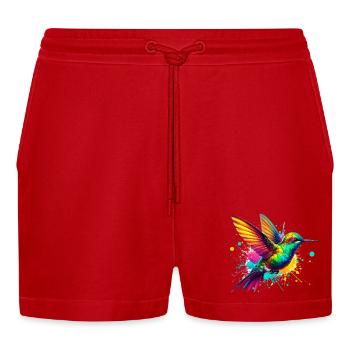 Kolibri - Organic Relaxed Cropped Shorts Made in EU - Rot - Vorne