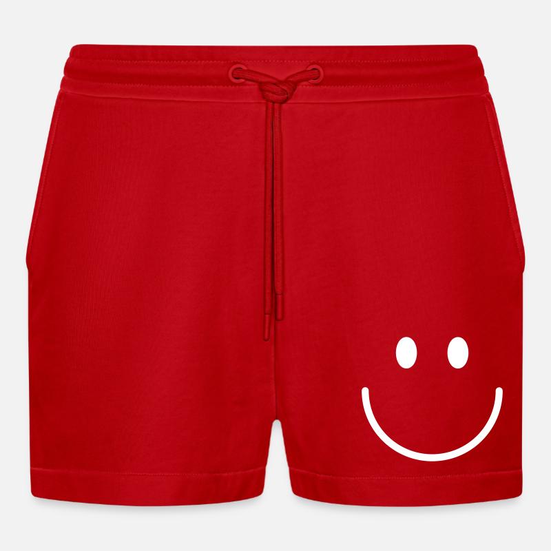 Smiley lächle gute Laune - Organic Relaxed Cropped Shorts Made in EU - Rot