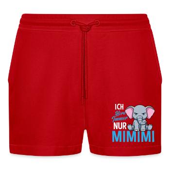 I Always Hear Only a Mimimi Elephant - Organic Relaxed Cropped Shorts Made in EU - red - Front