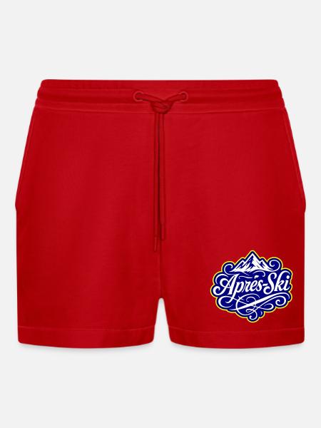 Après-ski Mountains Alps - Organic Relaxed Cropped Shorts Made in EU - red