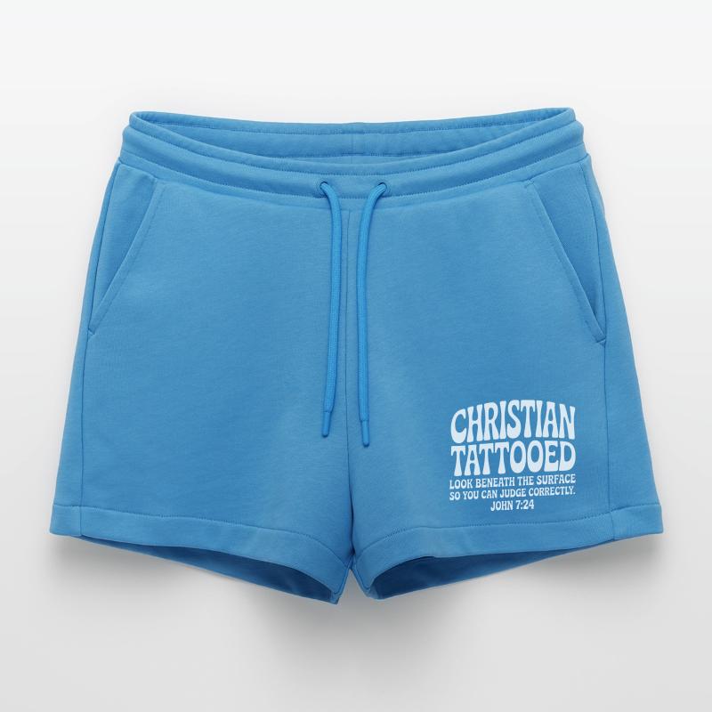 Christian Tattooed Look Beneath Surface Organic Relaxed Cropped Shorts Made in EU