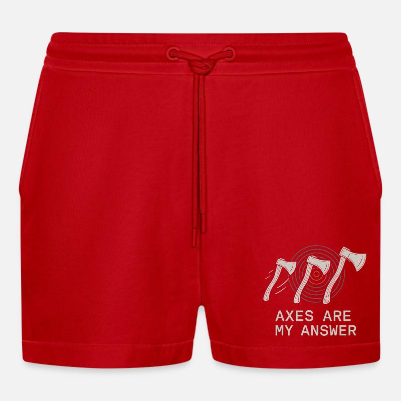 Frauen Axtwerfen Geschenk I Steckäxte - Organic Relaxed Cropped Shorts Made in EU - Rot