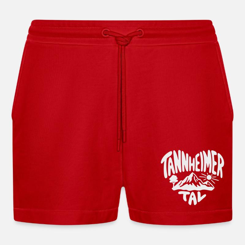 Tannheimer Tal Berglandschaft - Organic Relaxed Cropped Shorts Made in EU - Rot
