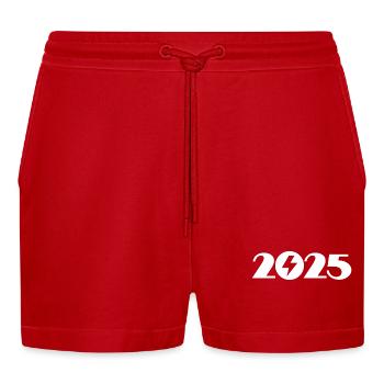 High voltage 2025, electrician 2025 - Organic Relaxed Cropped Shorts Made in EU - red - Front
