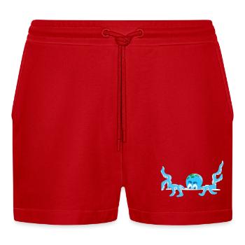 Neugierige Kranke schaut rein - Organic Relaxed Cropped Shorts Made in EU - Rot - Vorne