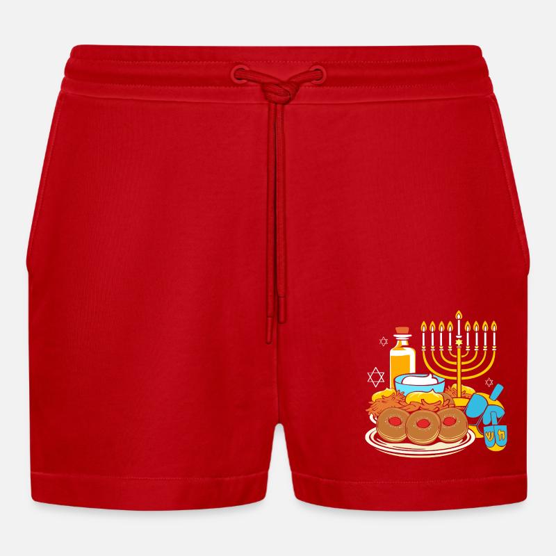 Hanoukka Hanoukka Hanoukka - Short bio décontracté court fabriqué en UE - rouge