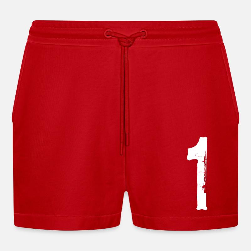 Nummer 1! - Organic Relaxed Cropped Shorts Made in EU - Rot