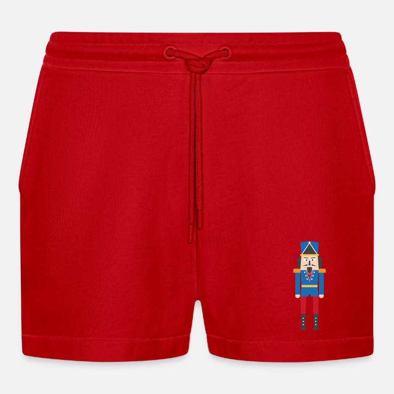 Nutcracker - Organic Relaxed Cropped Shorts Made in EU - red