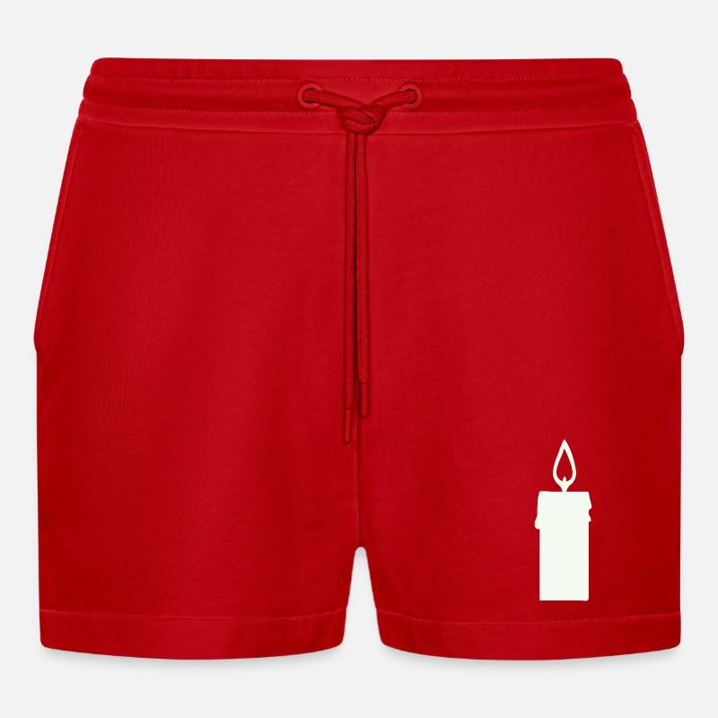 Light silhouette candle in lantern - Organic Relaxed Cropped Shorts Made in EU - red
