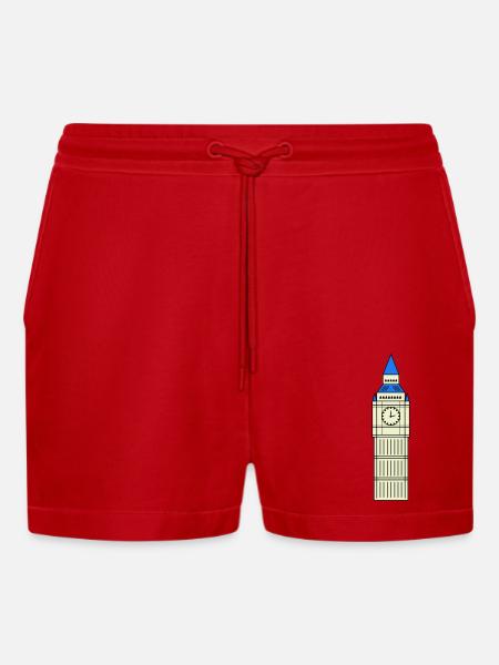 big ben design - Organic Relaxed Cropped Shorts Made in EU - red