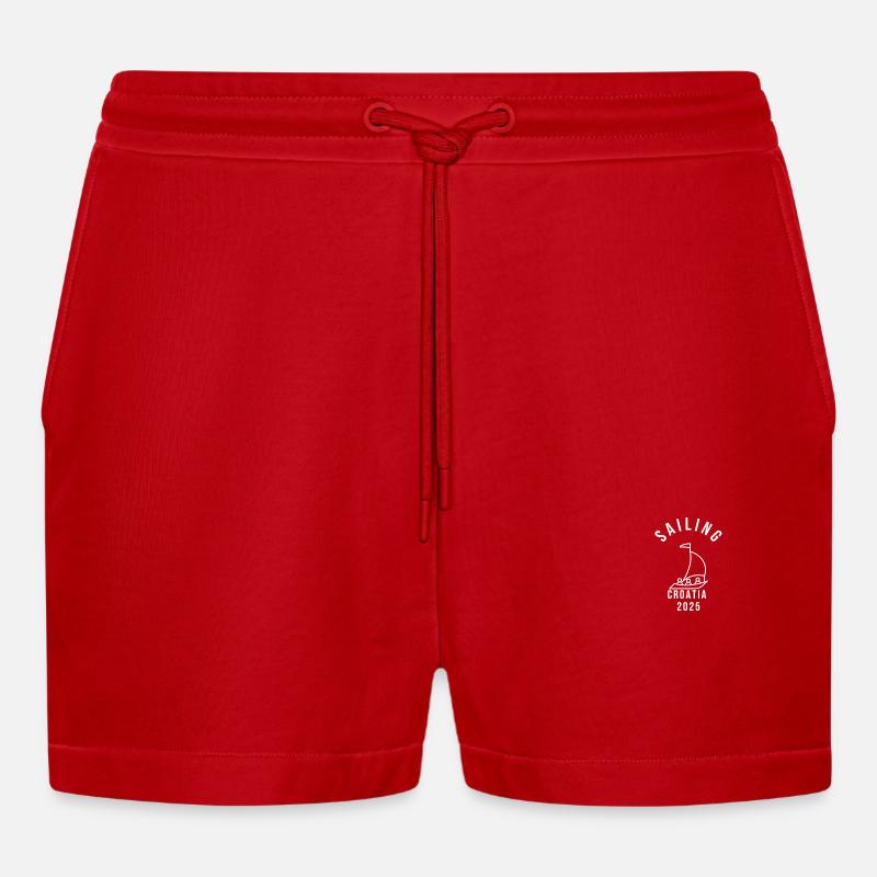 3 - Organic Relaxed Cropped Shorts Made in EU - Rot