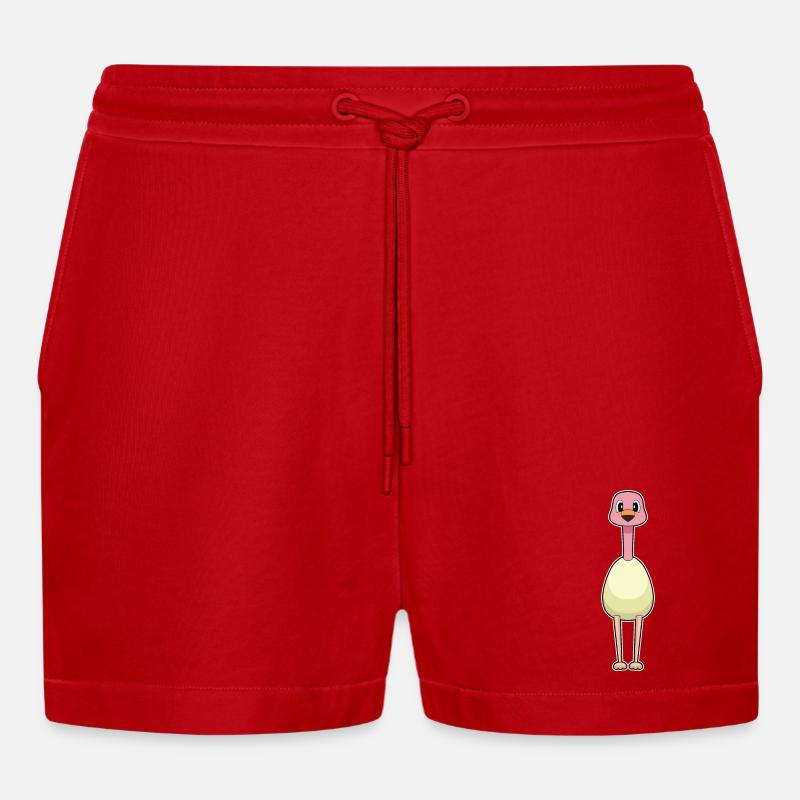 Flamingo Egg - Organic Relaxed Cropped Shorts Made in EU - red