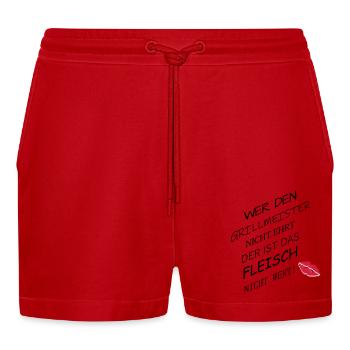 Fleisch nicht wert - Organic Relaxed Cropped Shorts Made in EU - Rot - Vorne