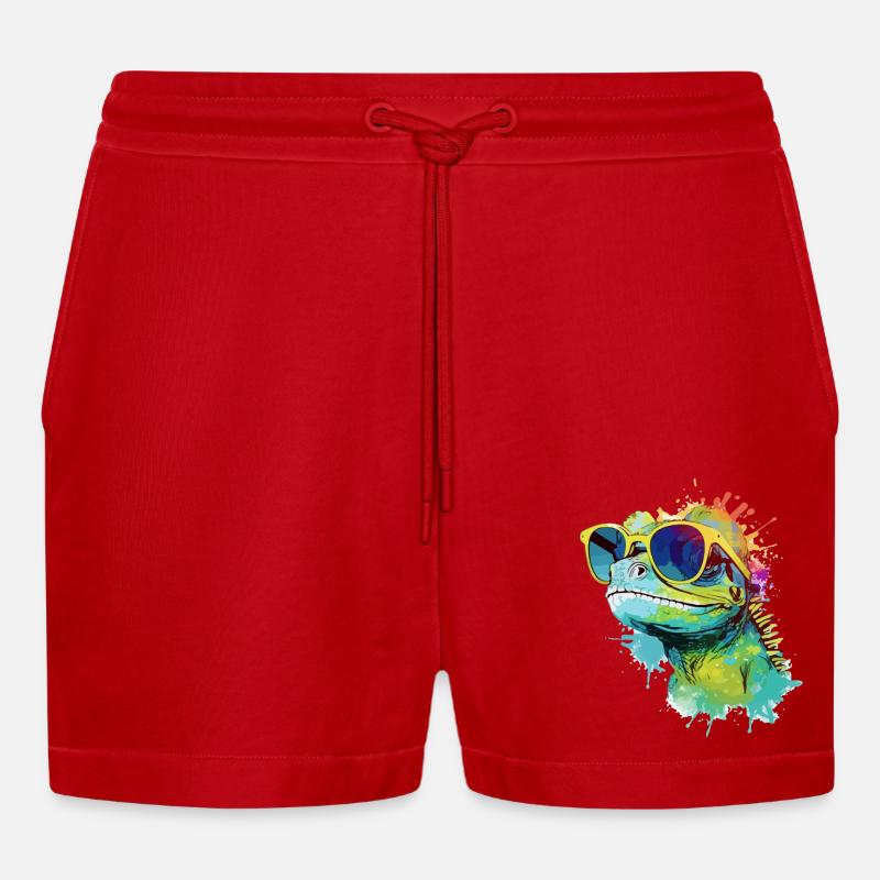 Doko die Eidechse - Organic Relaxed Cropped Shorts Made in EU - Rot