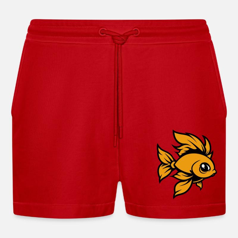 goldfisch fisch comic - Organic Relaxed Cropped Shorts Made in EU - Rot
