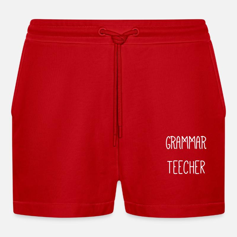 Professeur de grammaire autodérisoire - Short bio décontracté court fabriqué en UE - rouge