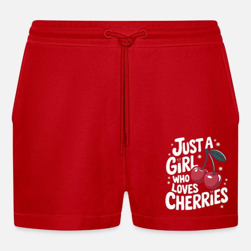 Kirsche Kirschen Früchte Essen - Organic Relaxed Cropped Shorts Made in EU - Rot
