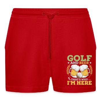 Golf And Beer That's Why I'm Here Golfer Hobby - Organic Relaxed Cropped Shorts Made in EU - Rot - Vorne