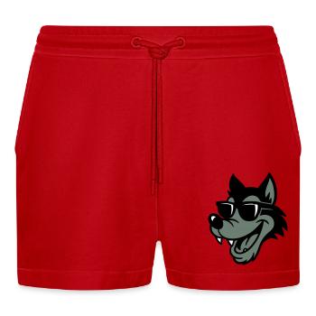 Wolf Comic - Organic Relaxed Cropped Shorts Made in EU - Rot - Vorne