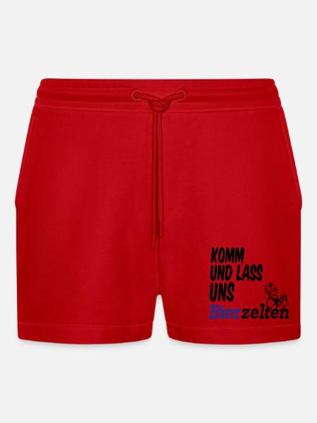 Bierzelt,Bier,Sprüche,Geschenk - Organic Relaxed Cropped Shorts Made in EU - Rot