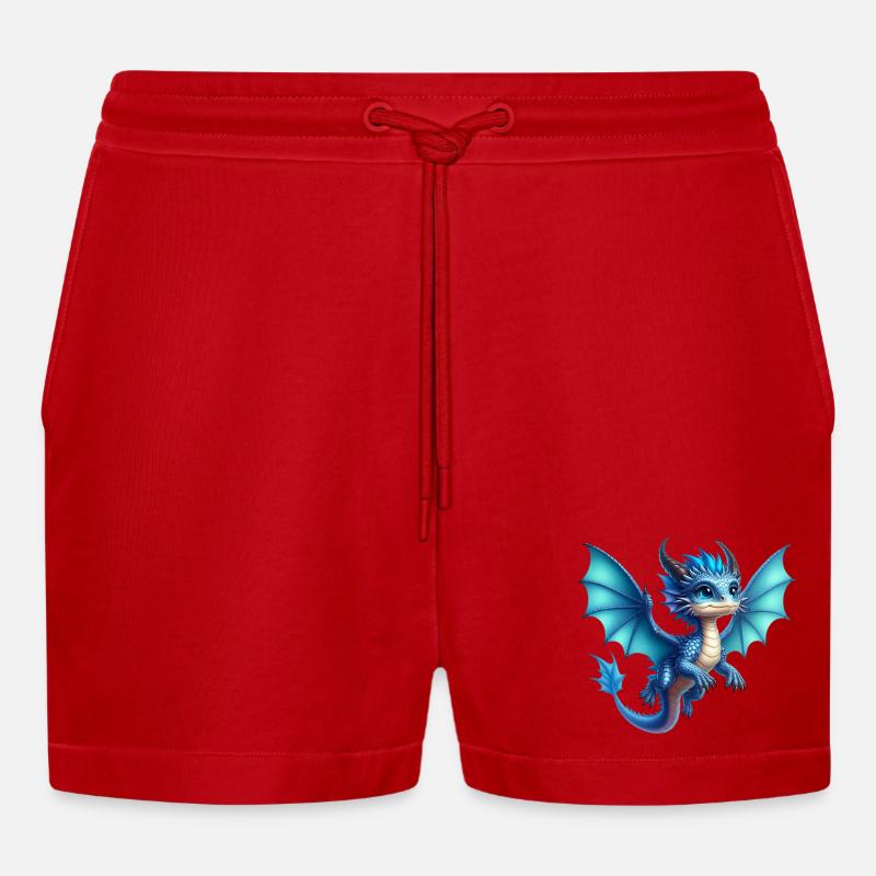 Drache - Organic Relaxed Cropped Shorts Made in EU - Rot