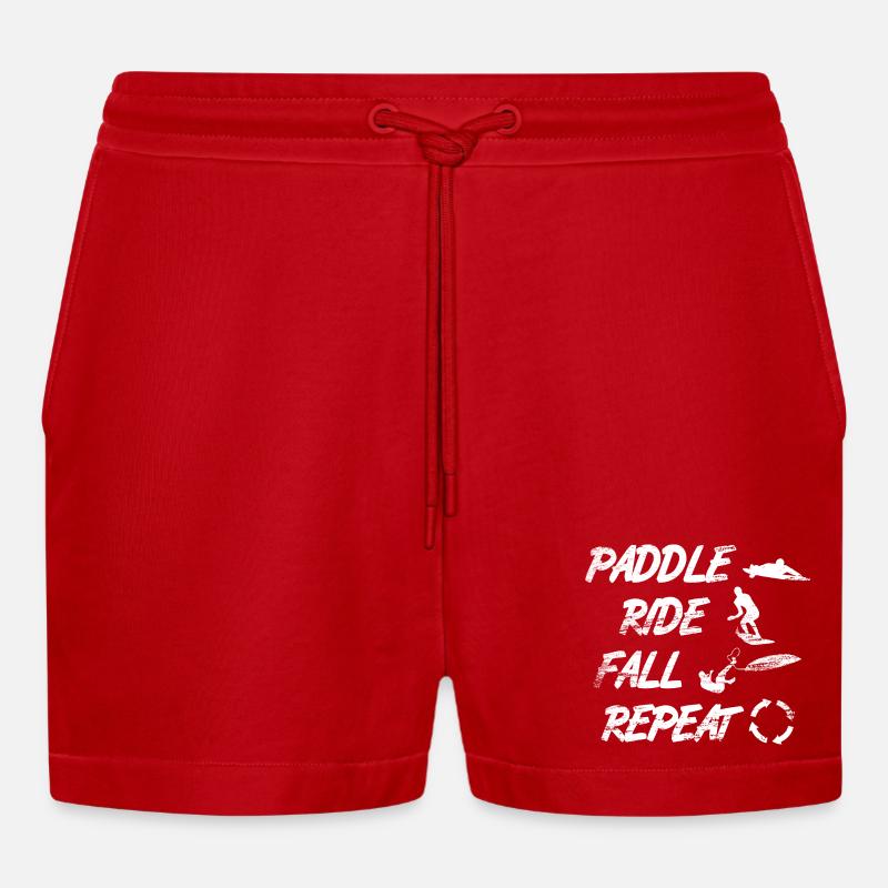Paddle Ride Fall Repeat - Organic Relaxed Cropped Shorts Made in EU - Rot