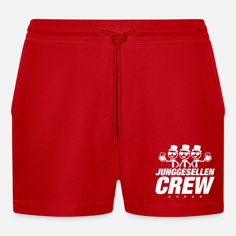 Junggesellen Crew - Organic Relaxed Cropped Shorts Made in EU - Rot