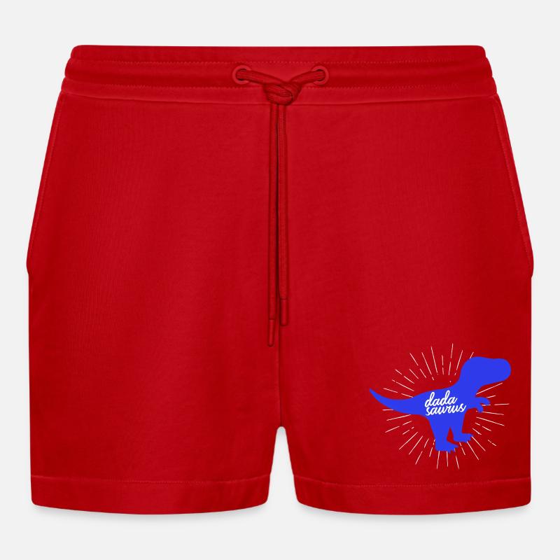 Dadasaurus Dadasaurus Daddy Dinosaur T-Rex - Short bio décontracté court fabriqué en UE - rouge