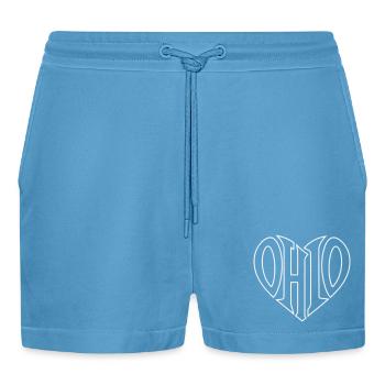 Ohio Herz Typo Emblem - Organic Relaxed Cropped Shorts Made in EU -  Sol Blue - Vorne