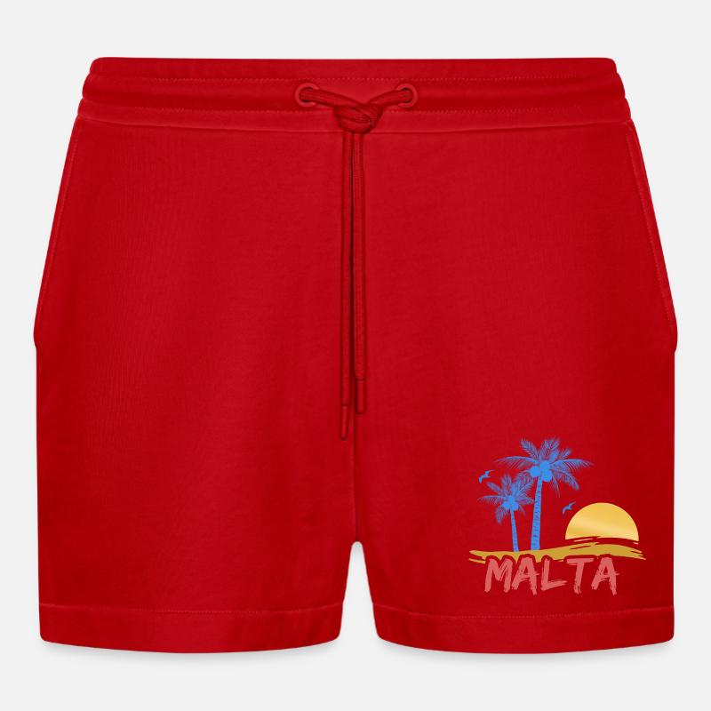 Malta - Organic Relaxed Cropped Shorts Made in EU - Rot