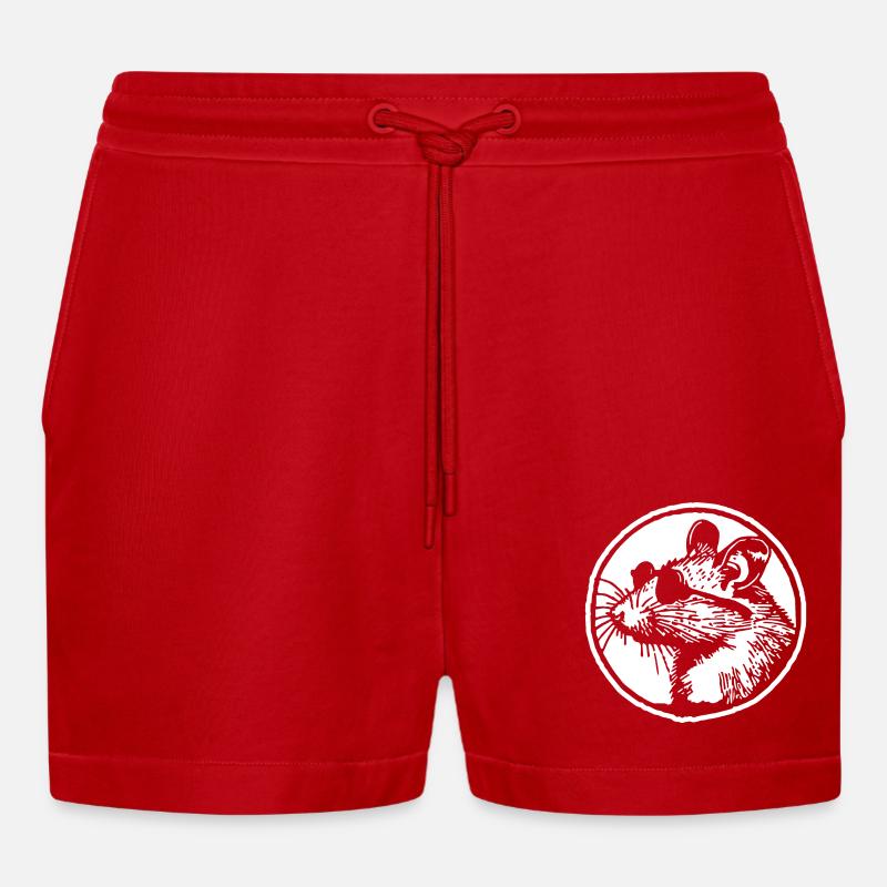 Mouse Rat - Organic Relaxed Cropped Shorts Made in EU - red