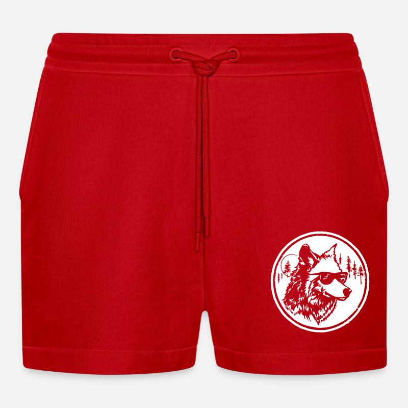 Loup - Short bio décontracté court fabriqué en UE - rouge