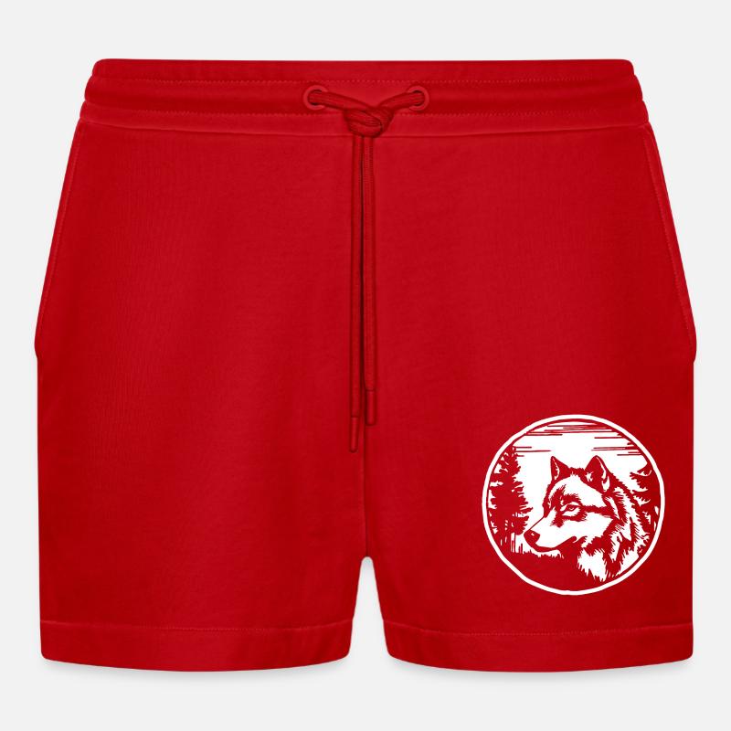 Wolf - Organic Relaxed Cropped Shorts Made in EU - Rot