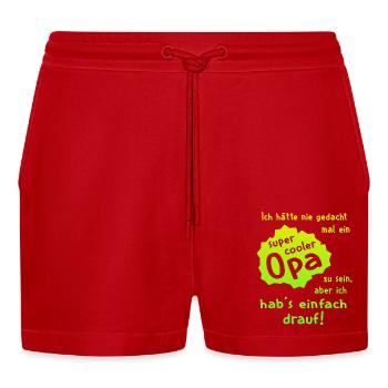 Opa - Super Cool - Organic Relaxed Cropped Shorts Made in EU - Rot - Vorne