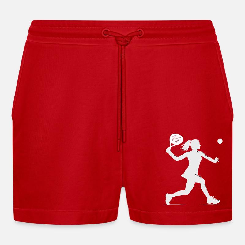 Padel player side white - Organic Relaxed Cropped Shorts Made in EU - red