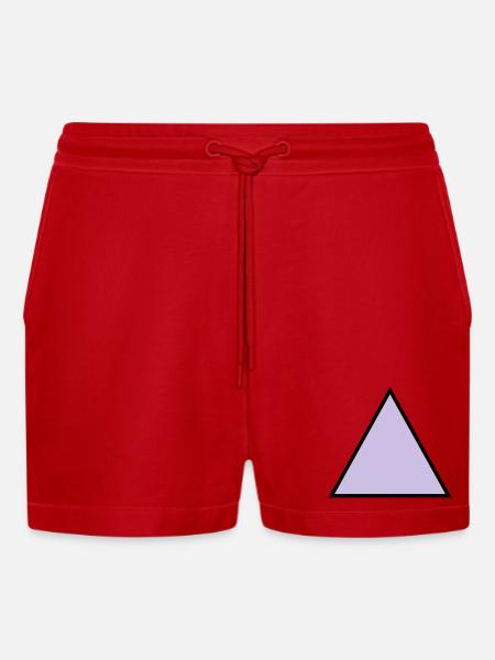 hipster triangle triangle shape - Organic Relaxed Cropped Shorts Made in EU - red