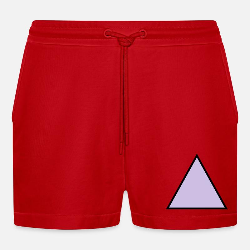 hipster triangle triangle shape - Organic Relaxed Cropped Shorts Made in EU - red