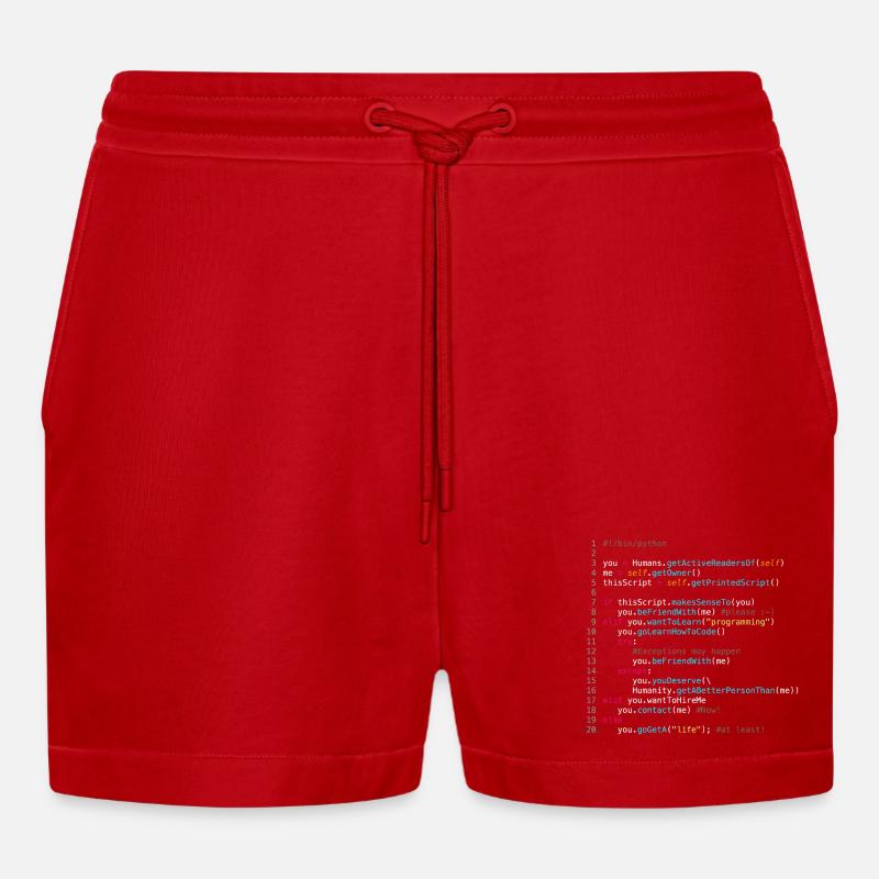 Sei mit Programmierern befreundet (in Python) - Organic Relaxed Cropped Shorts Made in EU - Rot
