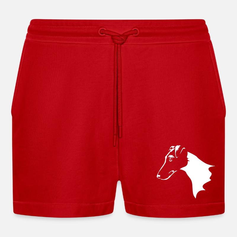 Foxterrier Kopf "Black Edition" - Organic Relaxed Cropped Shorts Made in EU - Rot