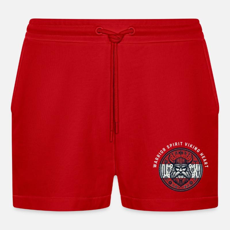 Wikingerherz-Krieger-Emblem - Organic Relaxed Cropped Shorts Made in EU - Rot
