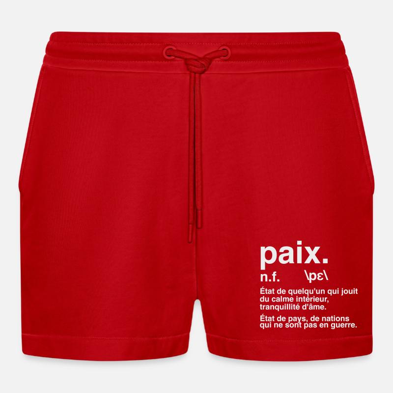 Friedensdefinitions-Wörterbuchstil - Organic Relaxed Cropped Shorts Made in EU - Rot