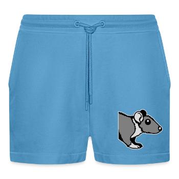Ratte Vorderseite Halb Neugierig Lustig Nagetier - Organic Relaxed Cropped Shorts Made in EU -  Sol Blue - Vorne