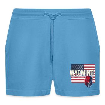 Carte rétro des États-Unis du Wyoming - Short bio décontracté court fabriqué en UE -  Sol Blue - Devant