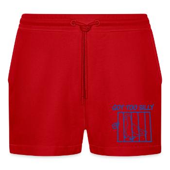 Got Too Silly Bird in a Cage - Organic Relaxed Cropped Shorts Made in EU - red - Front