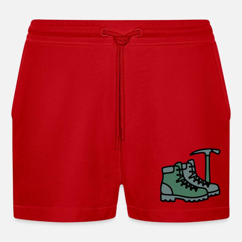 Wanderschuhe Eispickel Bergsteiger Alpen Wanderer - Organic Relaxed Cropped Shorts Made in EU - Rot