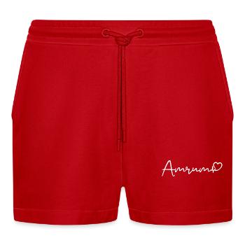 Amrum Herzschlag Nordsee Insel - Organic Relaxed Cropped Shorts Made in EU - Rot - Vorne