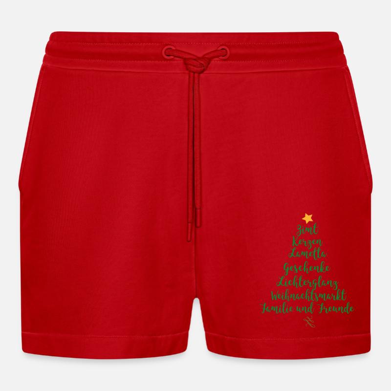 jul - Organic Relaxed cropped shorts produsert i EU - rød