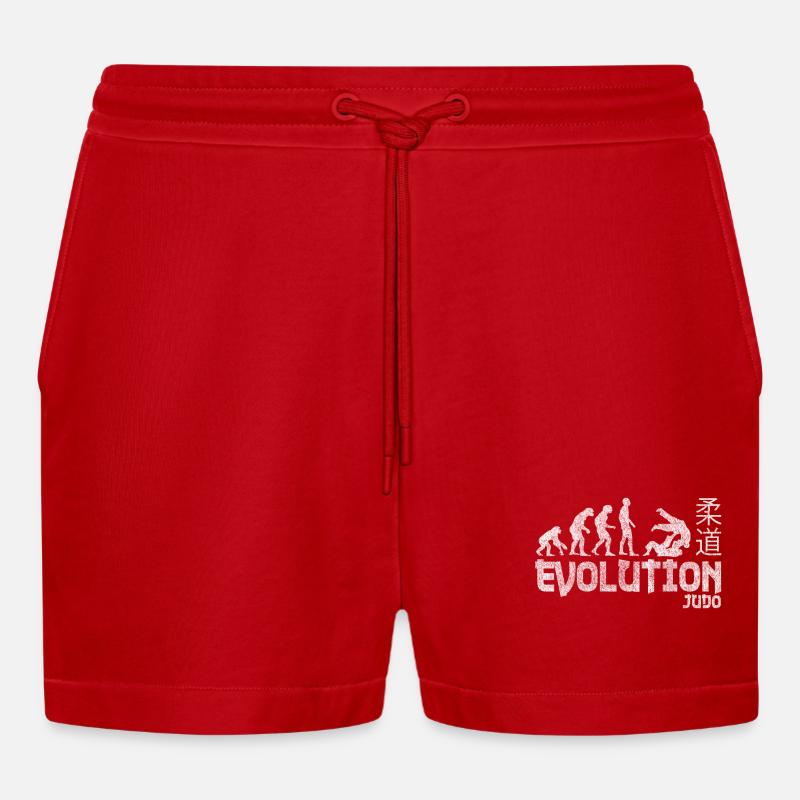 Judo Evolution Combat Gift - Organic Relaxed Cropped Shorts Made in EU - red