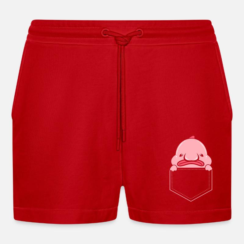 Blobfisch Tiefsee Grumpy Introvertiert Geschenk - Organic Relaxed Cropped Shorts Made in EU - Rot